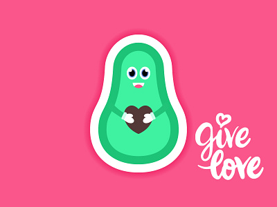 Give Love avocado charity generosity give giving heart illustration love share sticker stickermule vector