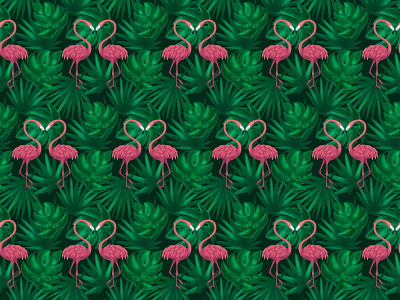 Tropical Flamingos Seamless Pattern decor flamingo leaf monstera nature palm leaf pattern pink flamingo printshop seamless summer tropical