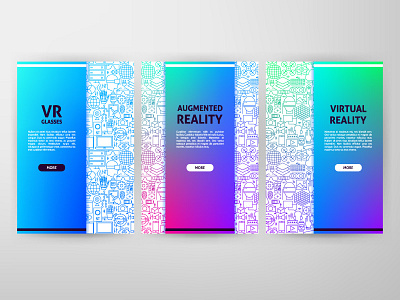 Vr Line Web Banners ar augmented augmentedreality banner illustration line outline reality vector virtual virtual reality vr web banner