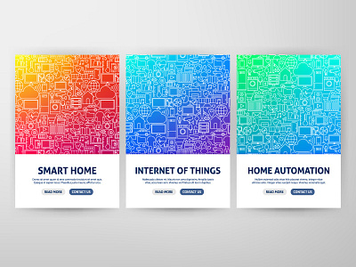 Smart Home Web Banners automation banner flyer home home automation house illustration internet of things iot line outline poster remote control smart home vector web banner