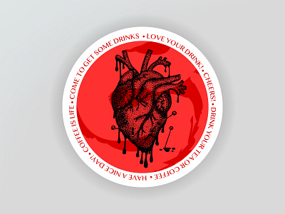 Dotwork Heart Drink Coaster