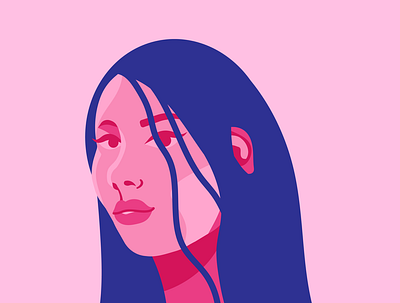 Blue Girl blue design girl graphic illustration pink vector