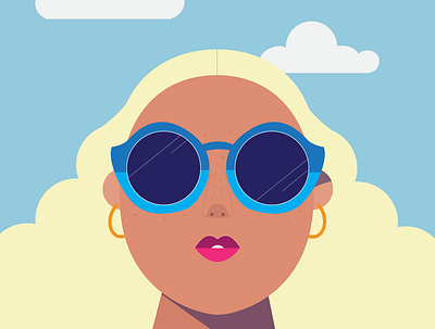 Head in the Clouds clouds design girl graphic illustration sunglasses vector woman
