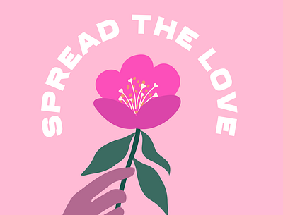 Spread The Love design flower hand holding flower illustration love pink pride spread the love spreadthelove vector