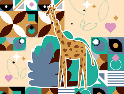 Giraffe with pattern animal design giraffe graphic design illustration pattern wild