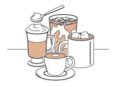Coffee Composition brew caffeine cappuccino coffee composition cup cute foam froth graphic design hot hot chocolate iced coffee illustration latte line milk morning whip
