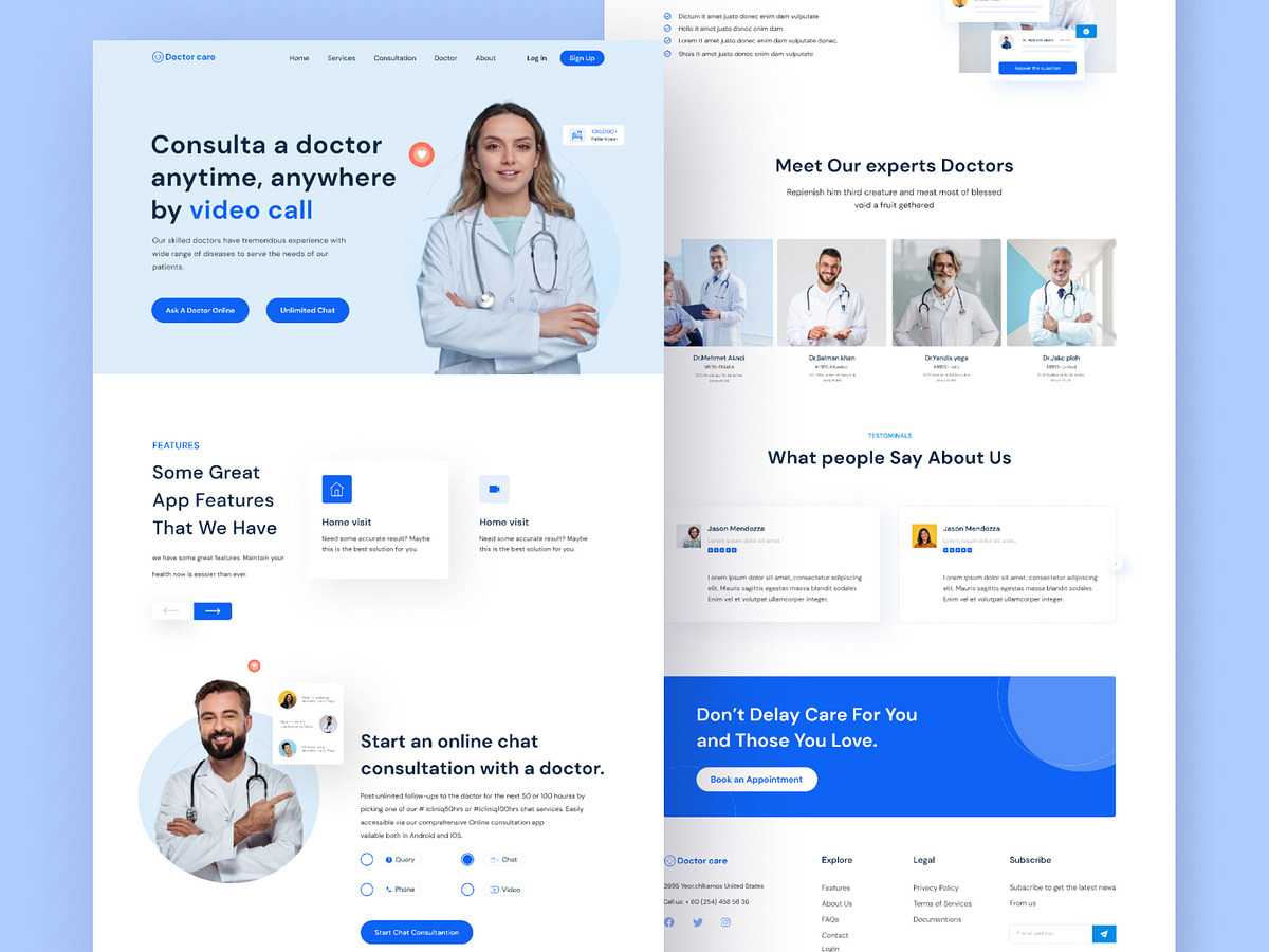 Doctor Care Landing page by Aslam Uddin on Dribbble