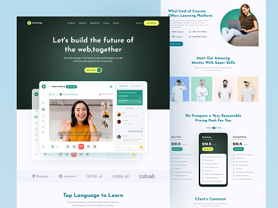 E-Learning Landing page app awesome landing page cool design cool landing page e-larning landing page education landing page landing page learning landing page learning mobile app learning website meeting online course landing page online meeting application user interface