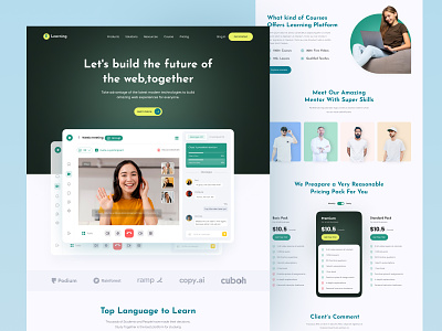 E-Learning Landing page app awesome landing page cool design cool landing page e larning landing page education landing page landing page learning landing page learning mobile app learning website meeting online course landing page online meeting application user interface