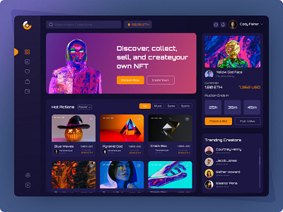 NFT Marketplace Dashboard admin dashboard admin panel agency awesome landing page bitcoin blockchain cool dashboard cool design crypto currency dark dashboard dashboard ui nft nft dashboard panel ui user face design user interface ux