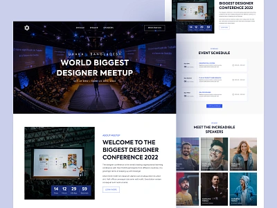 Designer Meetup Landing page awesome landing page clean conference conference website conferencing cool design dribbblemeetup event event landing page event website meetup meetup website minimal seminar speakers ui user interface ux workshop