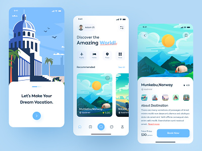 Travels and Tour Service Mobile App adventure booking app calendar destination discover mobile app design mvp planner app tourist travel travel agency travel app travel booking traveling travelling uidesign vacation vacation app