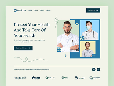 Medicare Health Landing page app appointment booking clinic consultant doctor health care healthcare healthcare landing healthy hero hospital medical landing medicine online doctor online healthcare patient ui website design