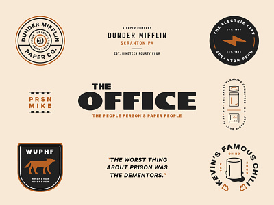 The Office badge brand branding illustraion the office typography wuphf