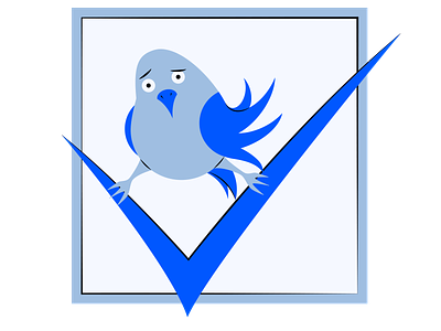 Bluebird on a checkmark in a cell bird blue bluebird checkmark flat illustration vector
