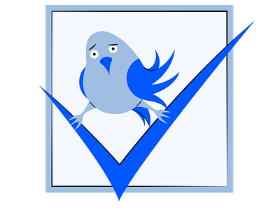 Bluebird on a checkmark in a cell