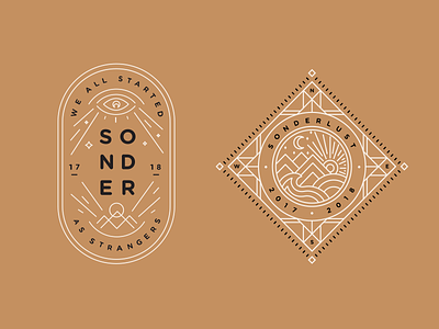 Sonder Badges badge crest illustration linework sonder travel wanderlust