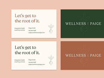 Wellness X Paige beat branding business card health coach wellness