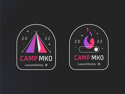 Camp MKO badge brand branding camp fire icons marketing mko night tent