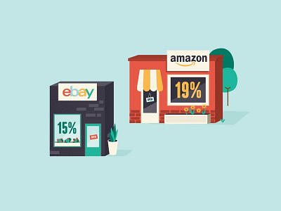 Amazon and Ebay Shops amazon ebay ecommerce illustration infographic shop store vector