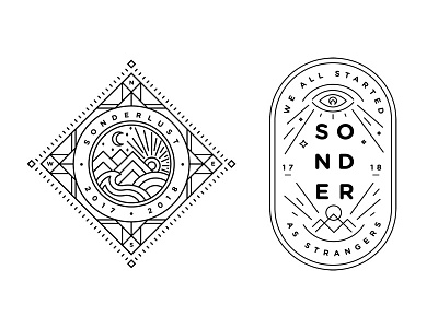 Sonder badge crest line illustration line work logo remote year sonder travel