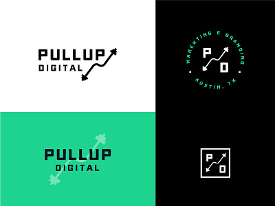 Pullup Digital Opt 3 badge brand brand identity design digital fitness graphic gym logo pullup typography weight