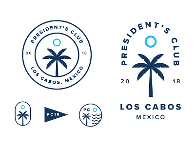Presidents Club badge club crest icon identity branding lendio lockup logo mexico palm beach palm tree presidents club sun
