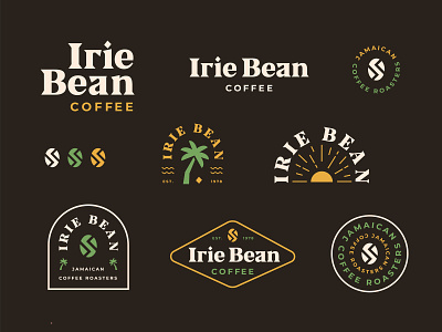 Irie Bean Coffee badge badge logo badges bean branding coffee irie jamaica jamaican palm tree
