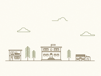 buildings branding clouds icons illustration scout story