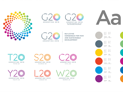 2018 G20 Summit Branding agency application argentina brand brand book brandbook branding circle clean colors design dots event graphic design logo logotype rainbow startup summit tech