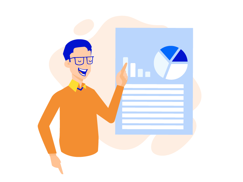 Expert guidance e-learning paper school test exam graph student teacher illustration