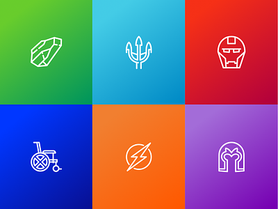 Superhero Icon Set for Packaging dc comics design graphic icon icon set line line icon marvel minimal minimal icon superhero