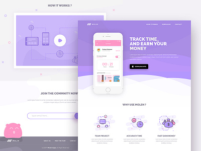 Molen Exploration Landing Page landing landing page lp mobile apps mobile apps landing page mobile landing molen page purple