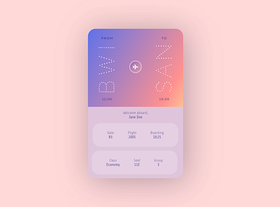 Neumorphism Boarding Pass css design typography ui ux web design