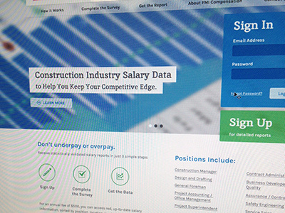 Compensation Company Homepage blue corporate sign in sign up slider