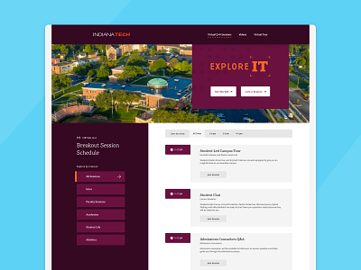Indiana Tech Explore IT adobe xd design higher education web design website website design wordpress