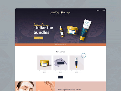 Stellar Skincare adobe xd design web design website design