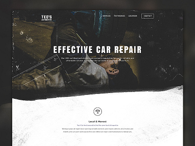 Ted's Auto Website auto automotive car icons local one page photography repair simple teds texture website