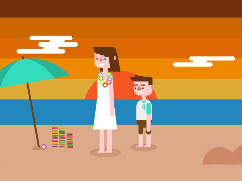 Flipping chips & winking at the beach animation beach chips gif illustration kid minimal problem gambling simple sunset wink