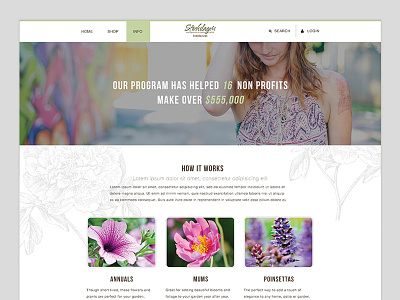 Stockslagers Fundraising Website clean ecommerce event flowers full width fundraising home page minimal non profit simple stockslagers website
