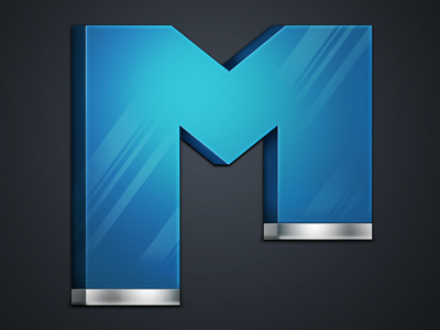 M Rendered blue icon lighting m metal render shiny