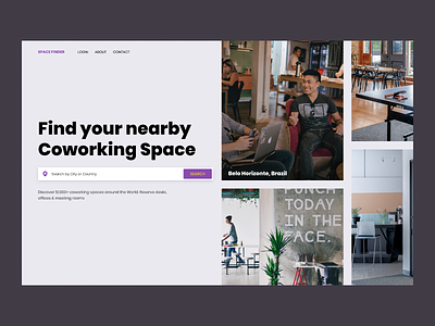 Hero exploration coworking coworking space hero poppins purple webdesign websites yellow