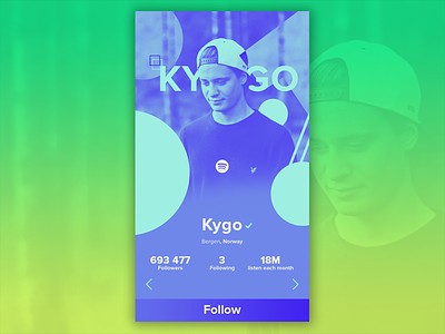 Kygo Spotify 2d dailyui kygo profile spotify ui user