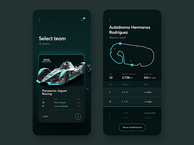 Racing UI app app formula formula e interface ios racing sports ui ui ux ux
