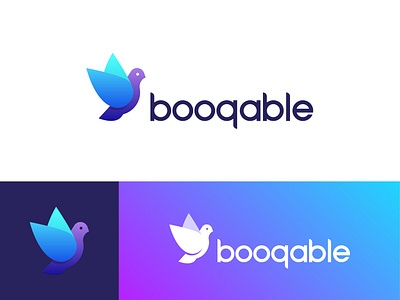 Booqable logo proces V2 branding design dove gradient logo pigeon saas software typography web design