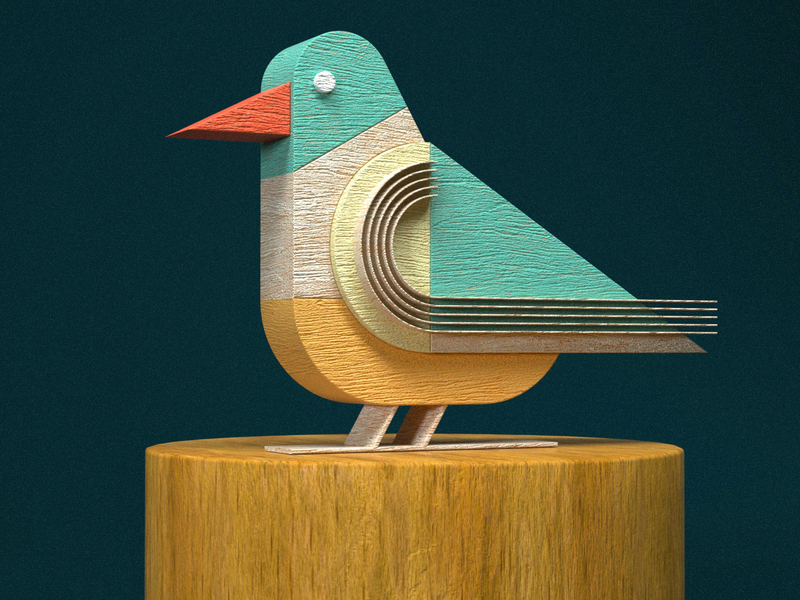 Bird 01 3d 3dart bird c4d cinema4d octane wood