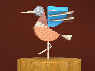 Bird 10 3d 3d art bird c4d cinema4d octane wood