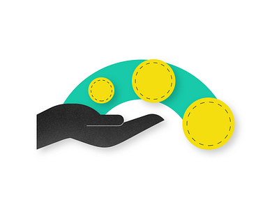 Borrowing bank bankingapp borrow borrowing coins finance fintech giving hand illustration lending money rainbow