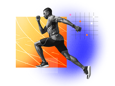 Fitness Case Study case study data fitness gradients hero graphic monochrome noise running texture