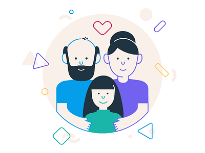 Family dad daughter family geometric shapes illustration loving mom playful
